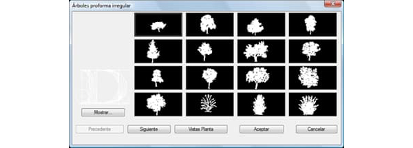 Detalhes CAD: Árvores com formas irregulares