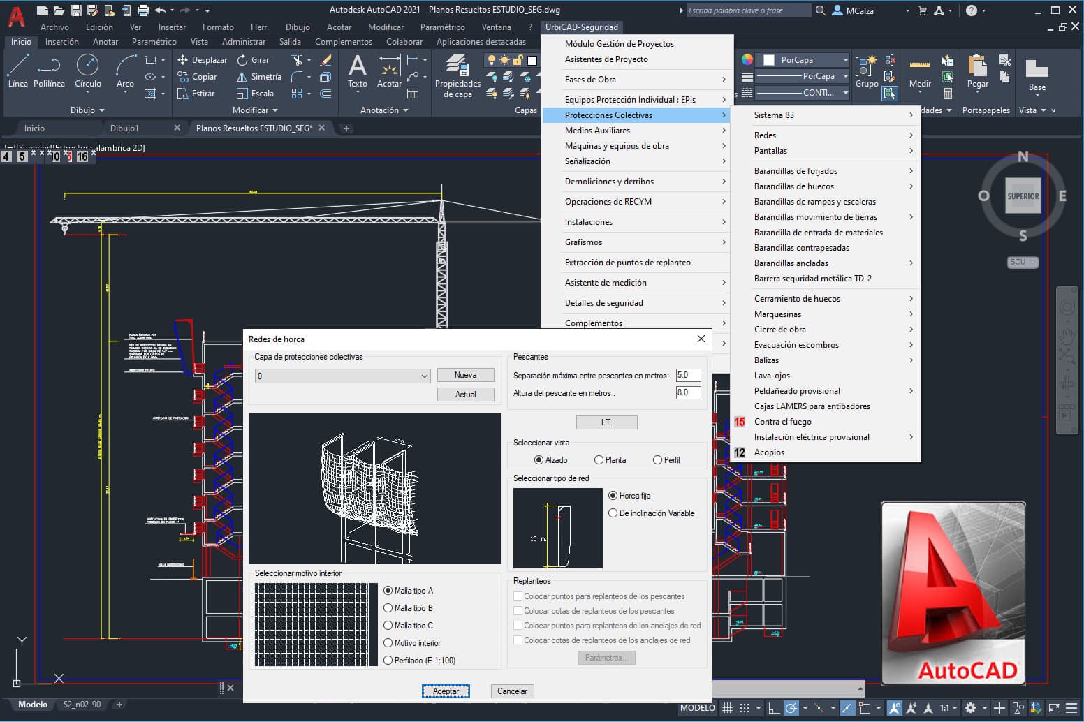 Complemento CAD para AutoCAD, LusoCAD, BricsCAD, ZwCAD, 4mCAD, ProgeCAD (Inglés) y GstarCAD con detalles constructivos, protecciones, medios auxiliares y maquinaria con UrbiCAD