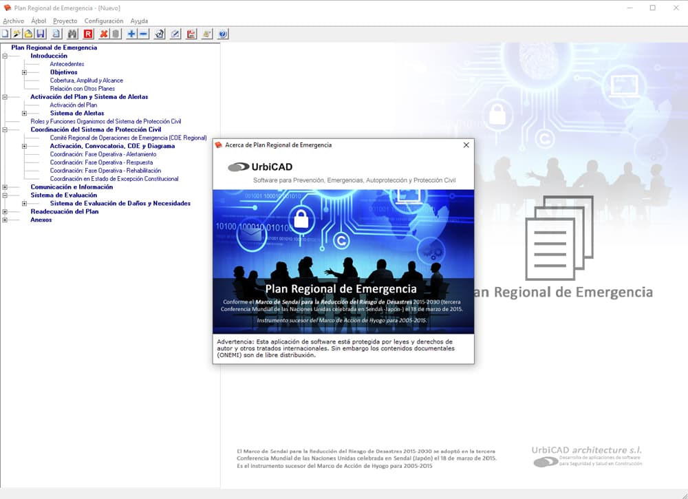 Planes de Emergencia de Proteccin Civil: Imagen pantalla aplicacin de software