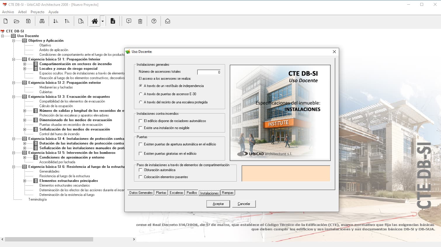 Programa Plan Autoprotección DB-SI: Uso Docente