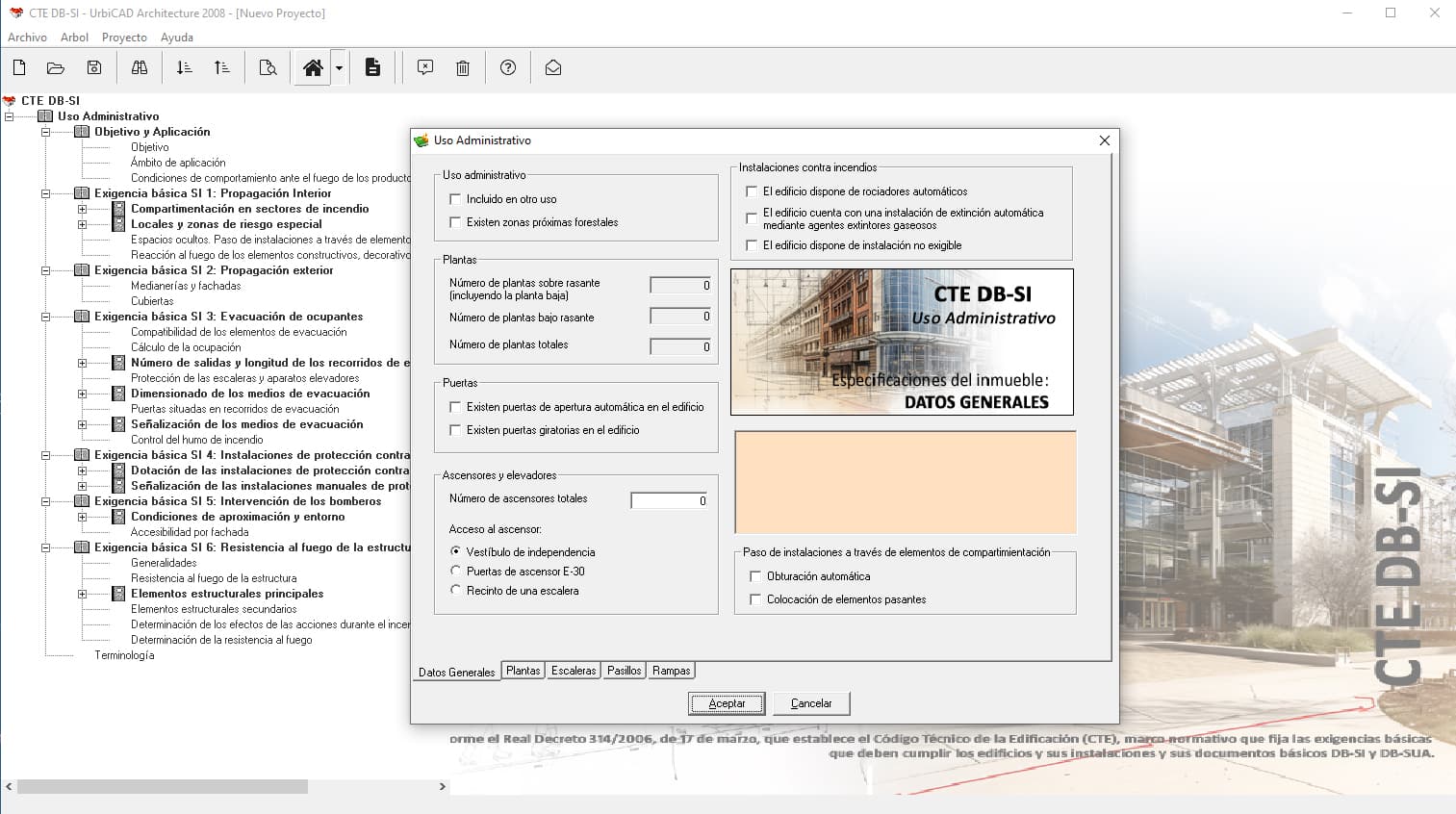 Programa Plan Autoprotección DB-SI: Uso Administrativo