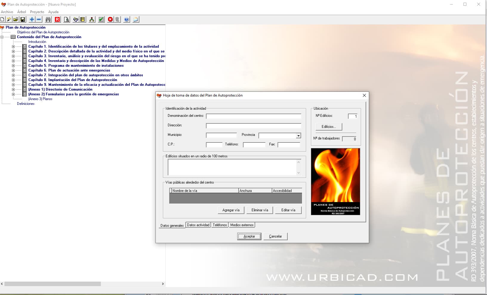 Software Plan Autoprotección DB-SI: Datos