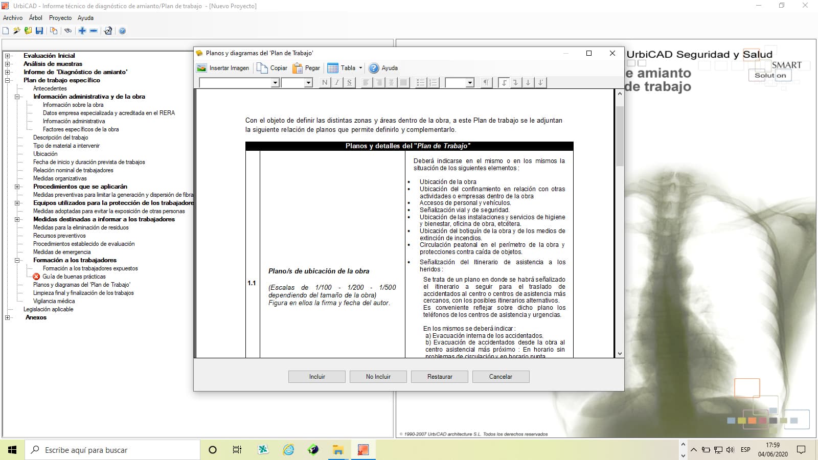 Adjunte planos y detalles de los planes de prevención de los trabajos con amianto con UrbiCAD