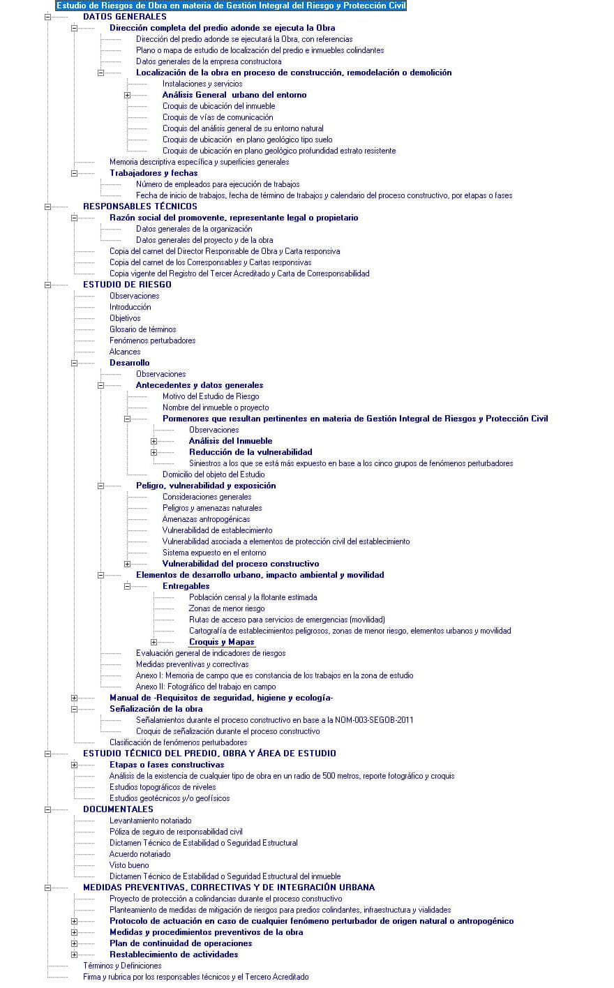 RBOL: Lineamientos para la Elaboracin de los Estudios de Riesgo de Obra en materia de Gestin Integral de Riesgo y Proteccin Civil'.