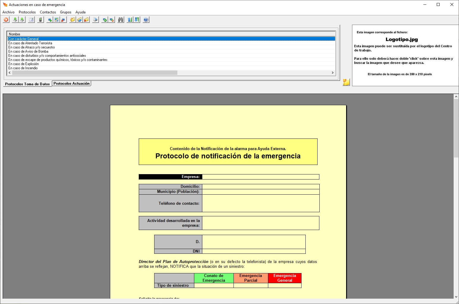 Programa de UrbiCAD para hacer las actuaciones en caso de emergencia