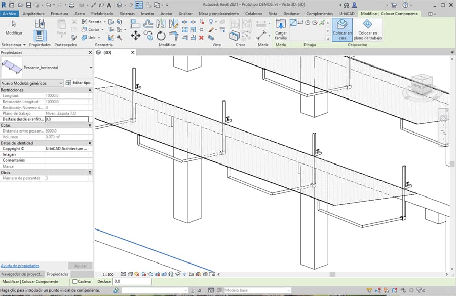Redes de ménsula como protección colectiva en las familias de la barra de Revit con UrbiCAD