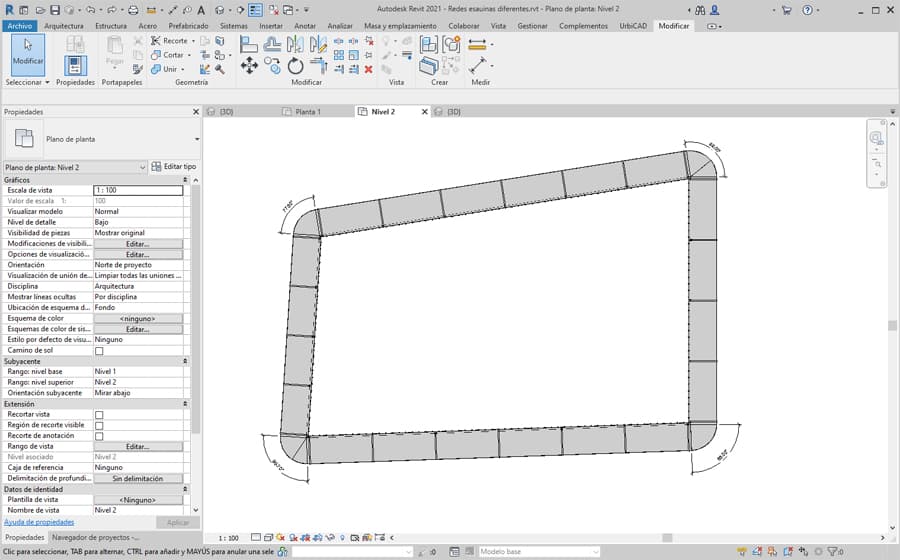 Protecciones colectivas: Redes y encuentros de redes de marquesina para Revit BIM con UrbiCAD