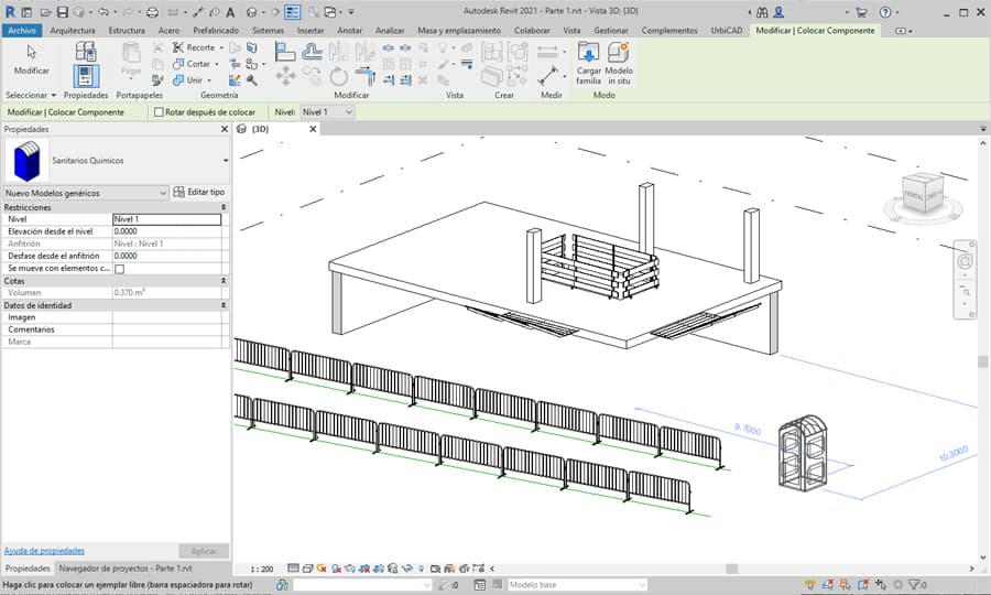 Complemento o AddIn/AddOn para Revit con familias de cierre: Cierre metálico con pies de hormigón para Revit SyS UrbiCAD