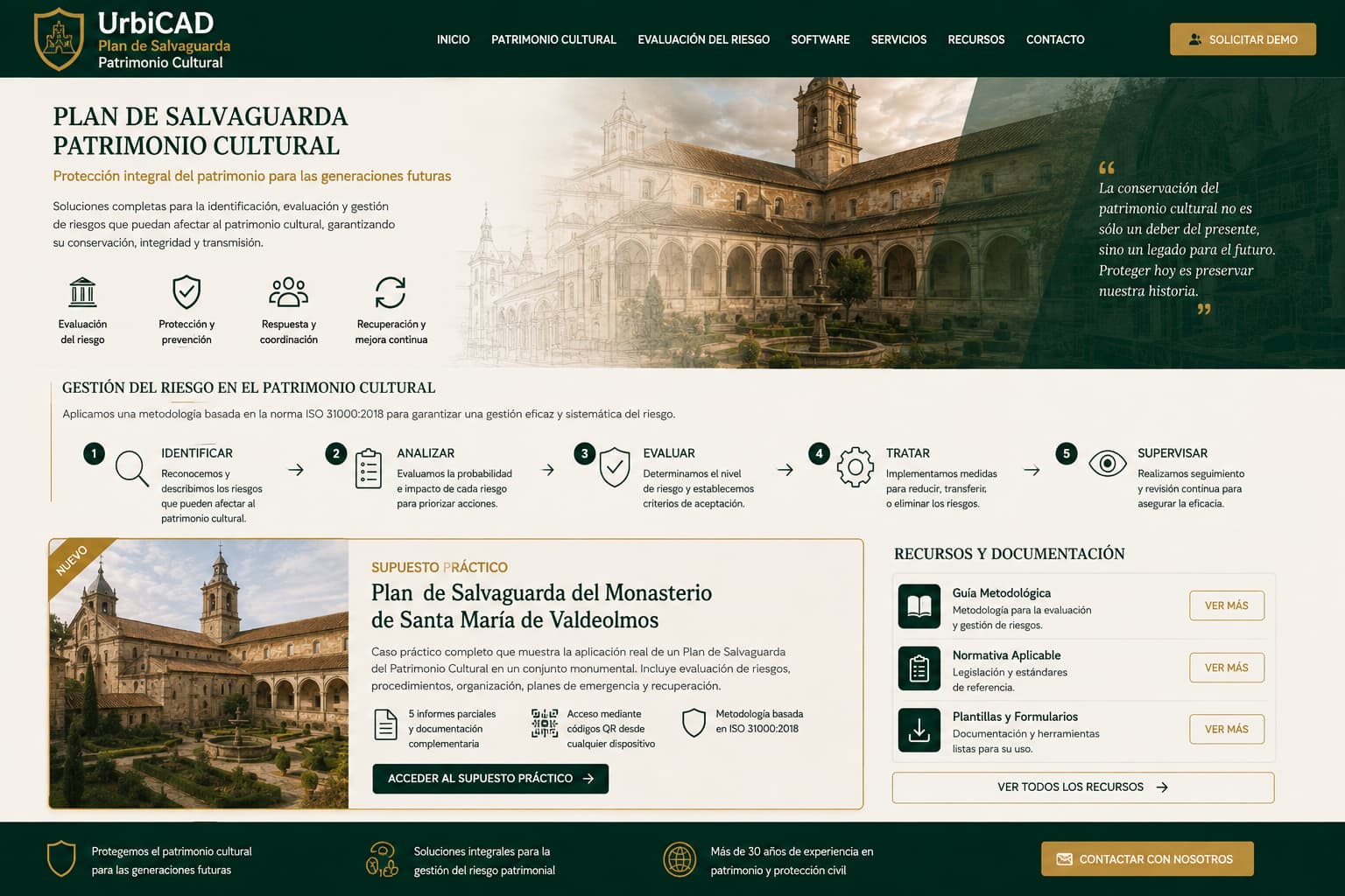 Supuesto práctico Plan de Salvaguarda del Patrimonio Cultural - Monasterio de Santa María de Valdeolmos